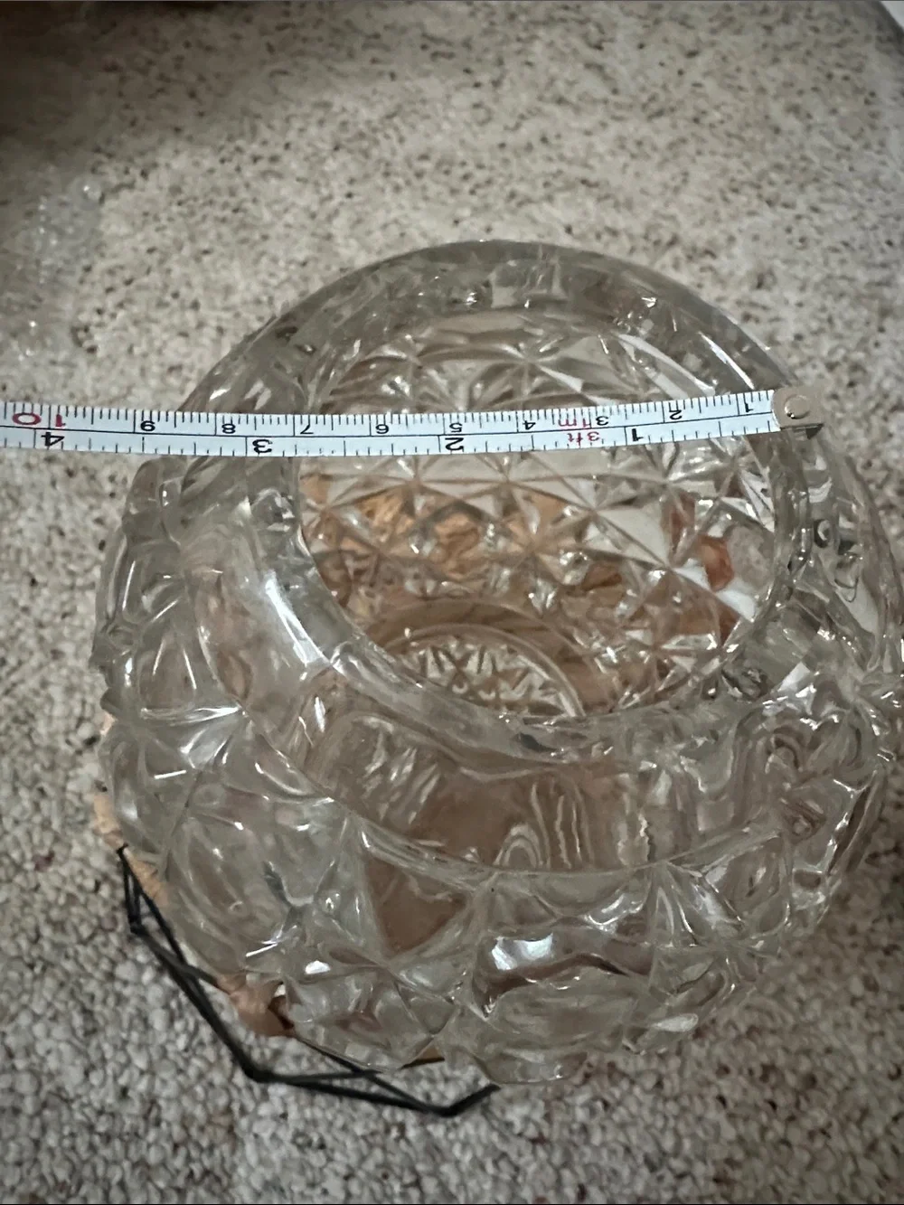 Vintage press glass rose bowl or lighted globe